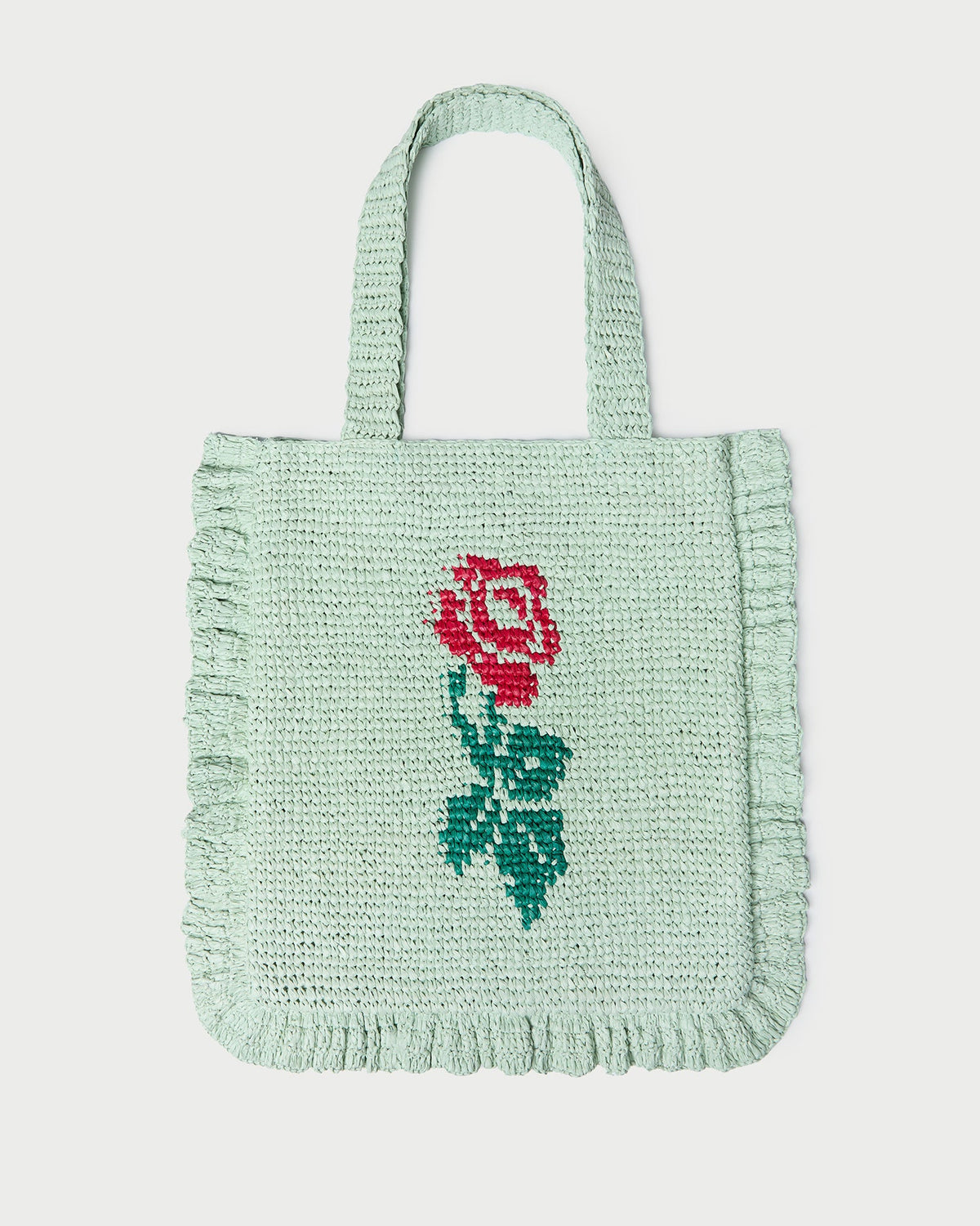 Justine Mint Crochet Ruffle Tote - Loeffler Randall Deals