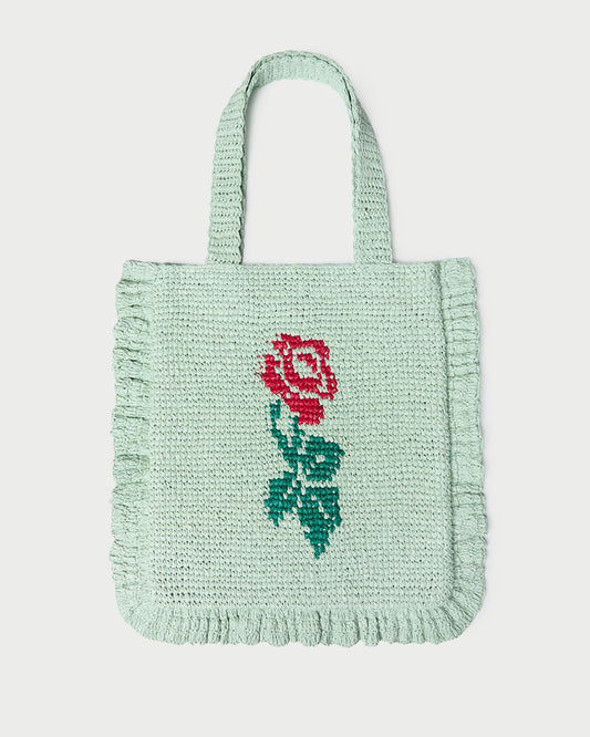 Justine Mint Crochet Ruffle Tote - Loeffler Randall Deals