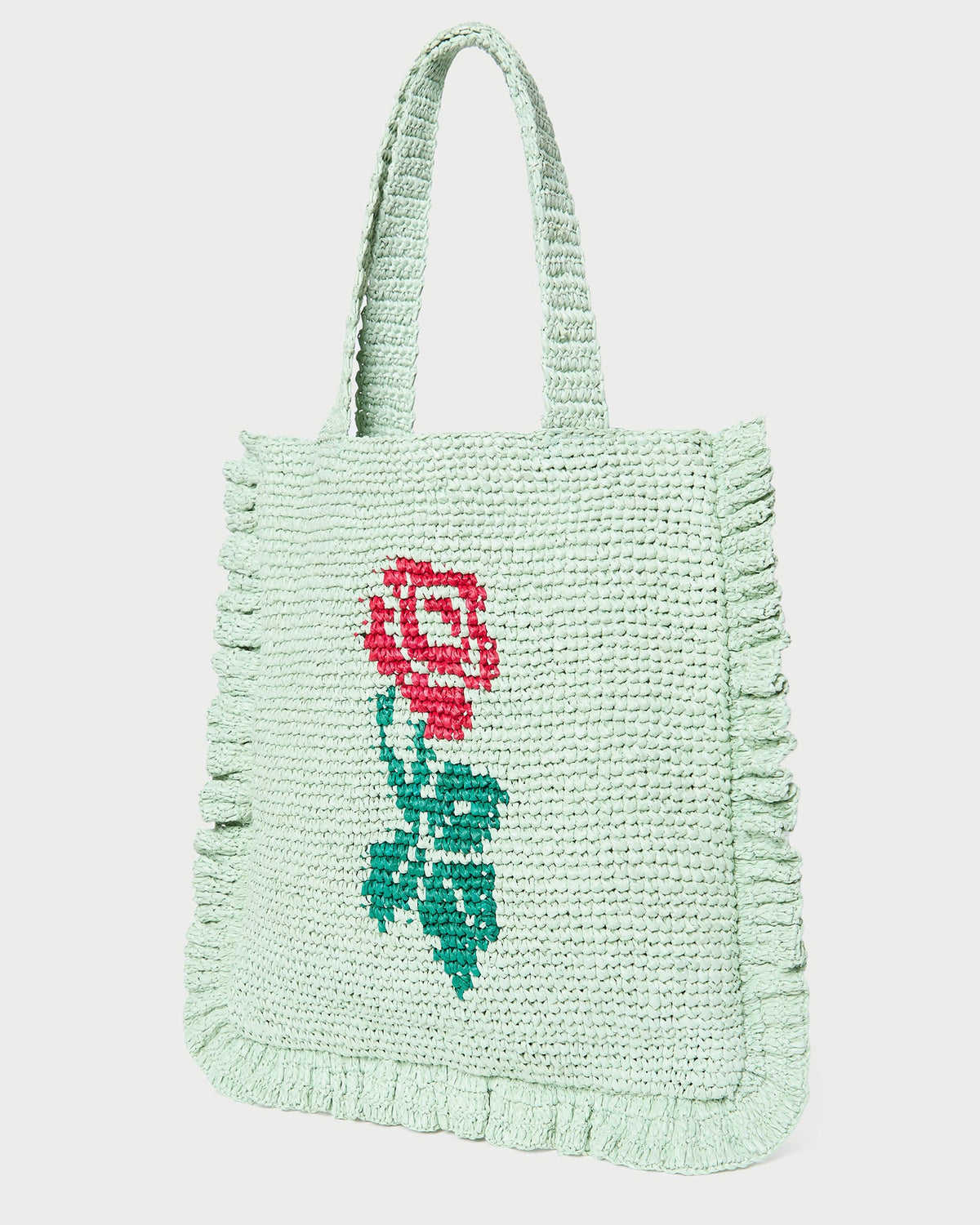 Justine Mint Crochet Ruffle Tote - Loeffler Randall Deals