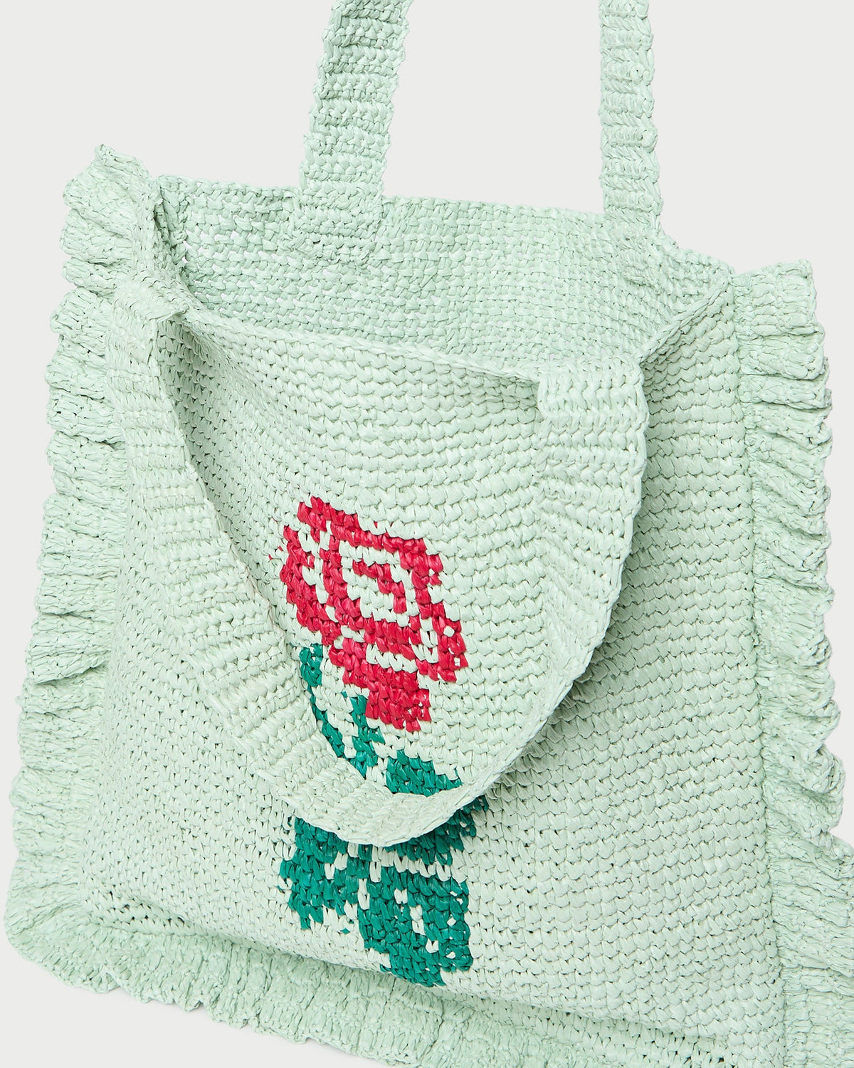 Justine Mint Crochet Ruffle Tote - Loeffler Randall Deals