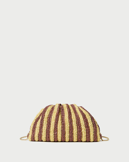 Bailey Brown/Butter Stripe Dome Clutch - Loeffler Randall Exclusive