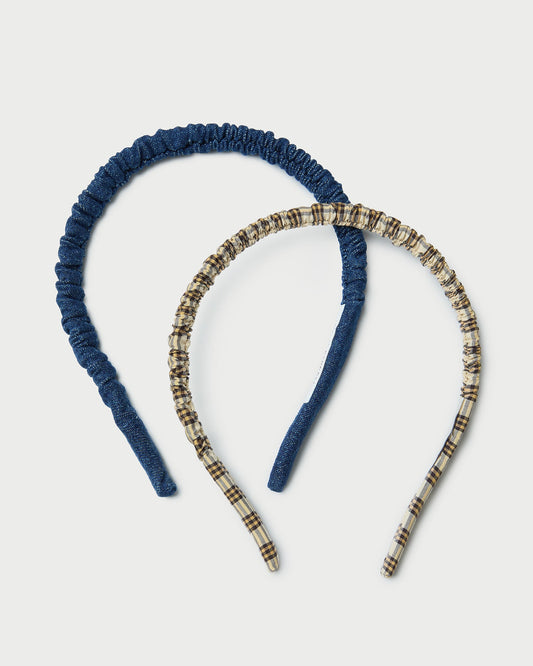 Sabine Denim/Butter Plaid Headband Set - Loeffler Randall Popular