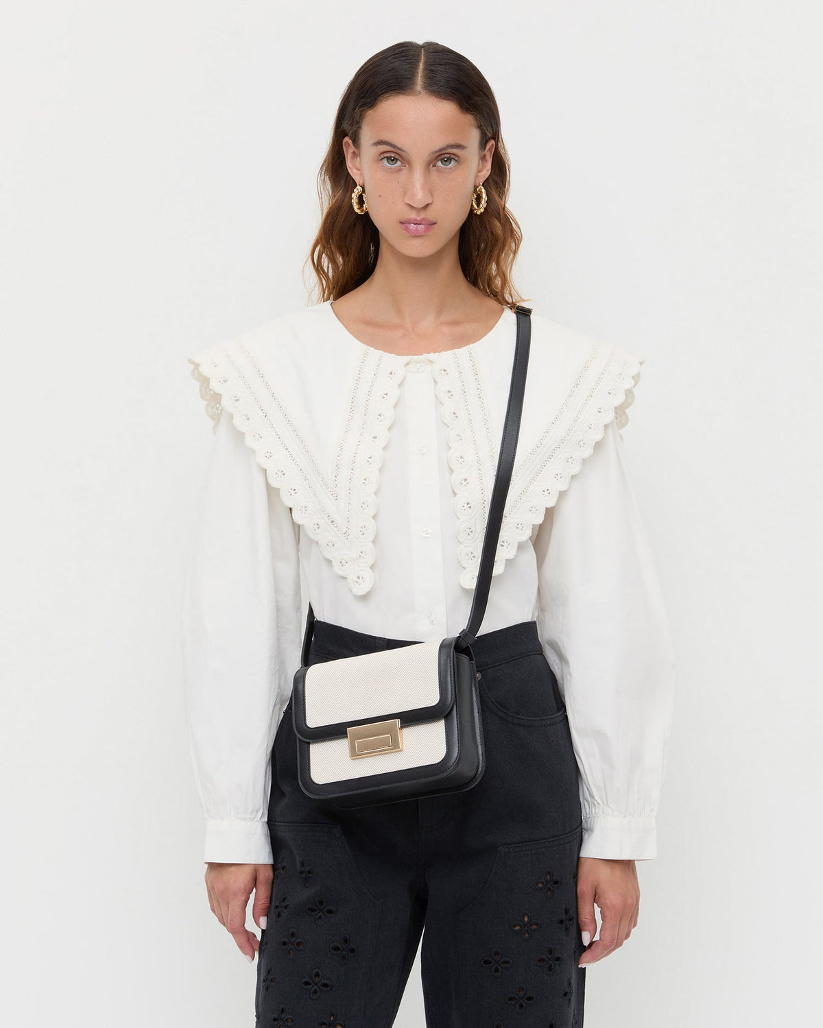 Desi Black/Natural Canvas Crossbody - Loeffler Randall Featured
