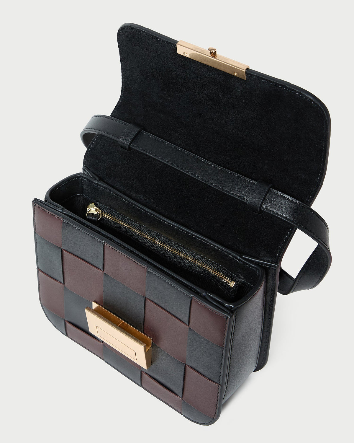 Desi Black/Espresso Woven Leather Crossbody - Loeffler Randall Top Pick