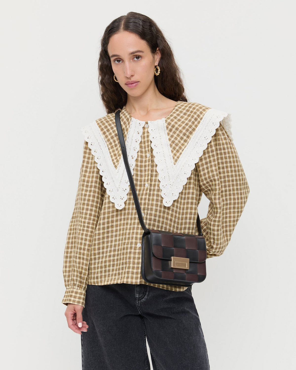 Desi Black/Espresso Woven Leather Crossbody - Loeffler Randall Top Pick