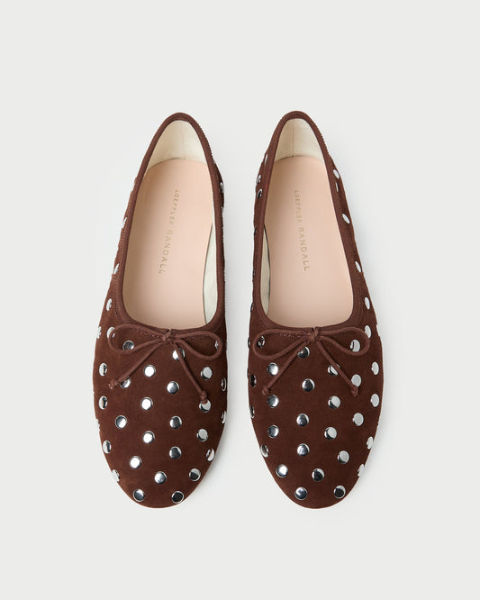 Landon Espresso/Silver Suede Ballet Flat - Loeffler Randall Latest