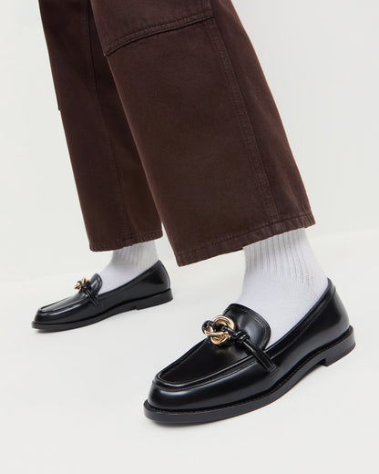 Roma Black Leather Loafer - Loeffler Randall Smart Buy