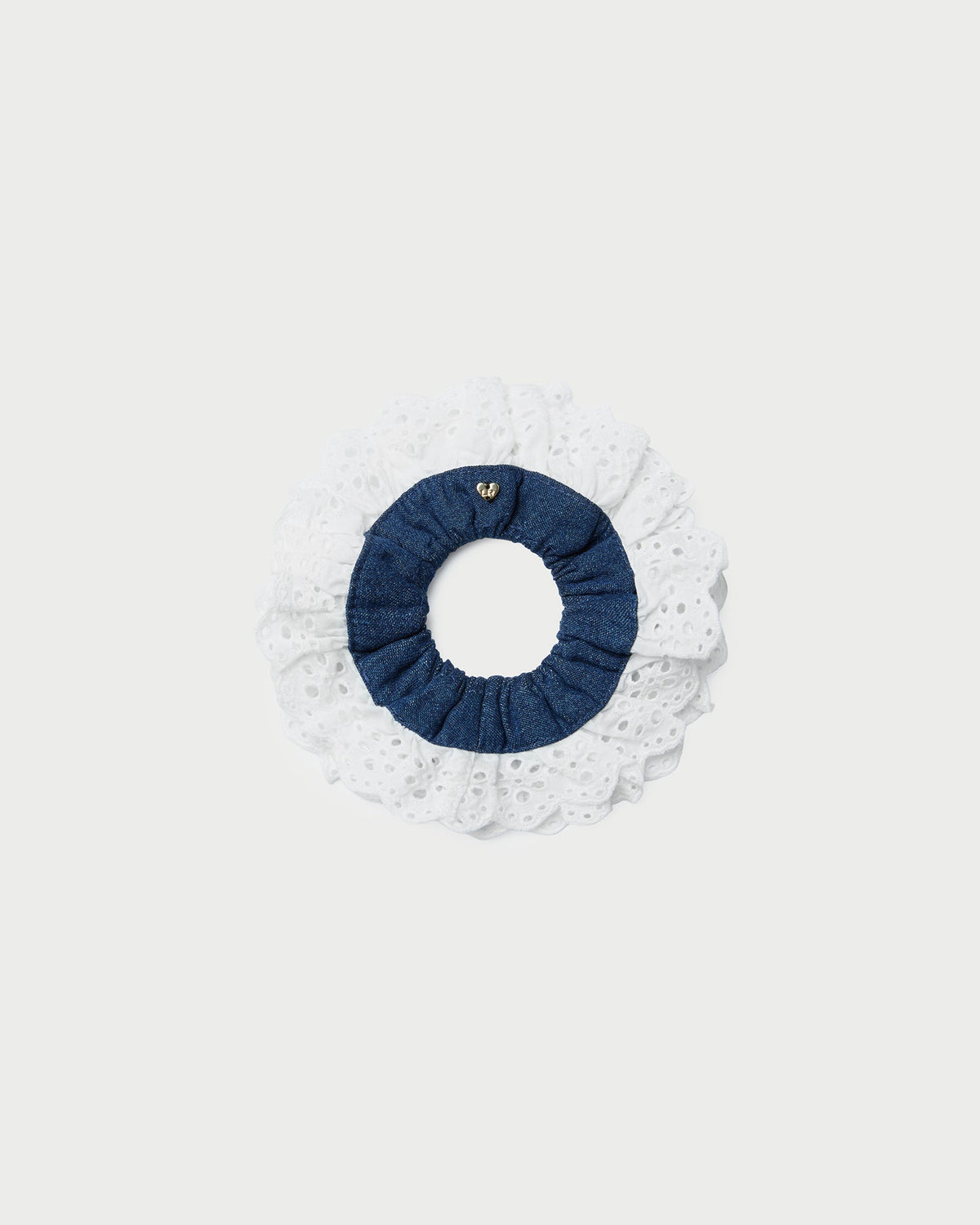 Dolly Denim/Cream Embroidered Scrunchie - Loeffler Randall Hot Sale