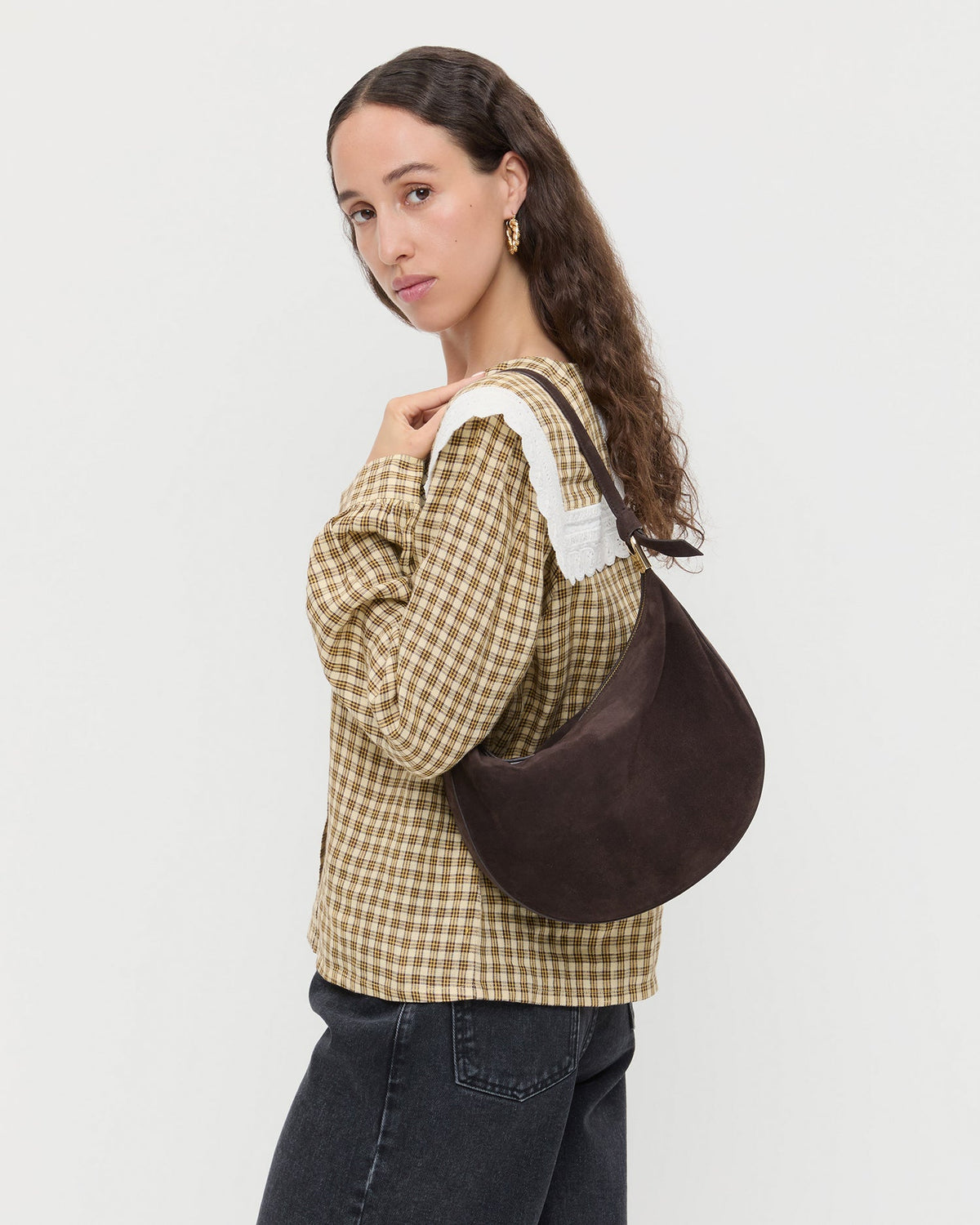 Harlow Brown Suede Shoulder Bag - Loeffler Randall Premium