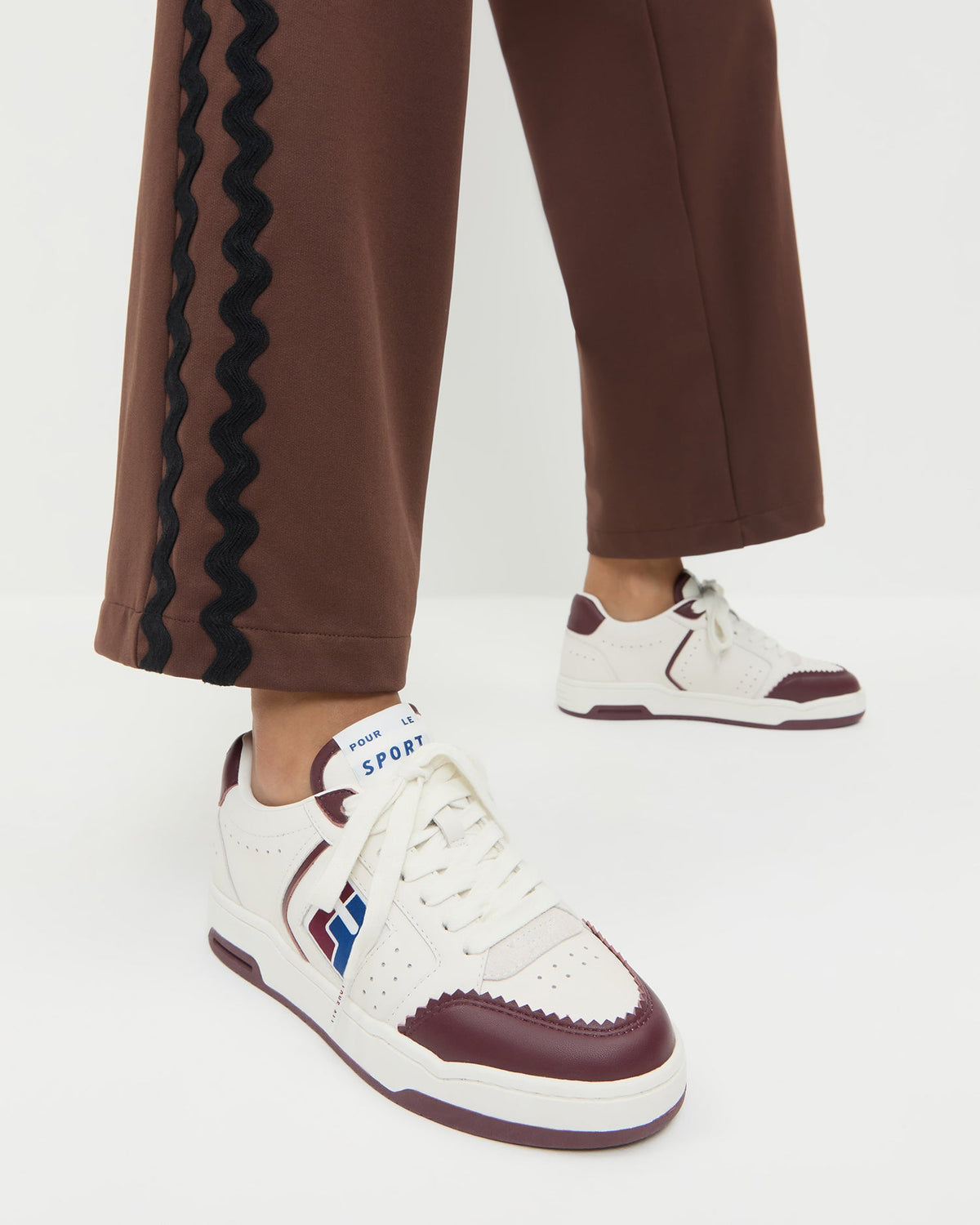 Topspin Cream/Maroon Court Sneaker - Loeffler Randall Quality