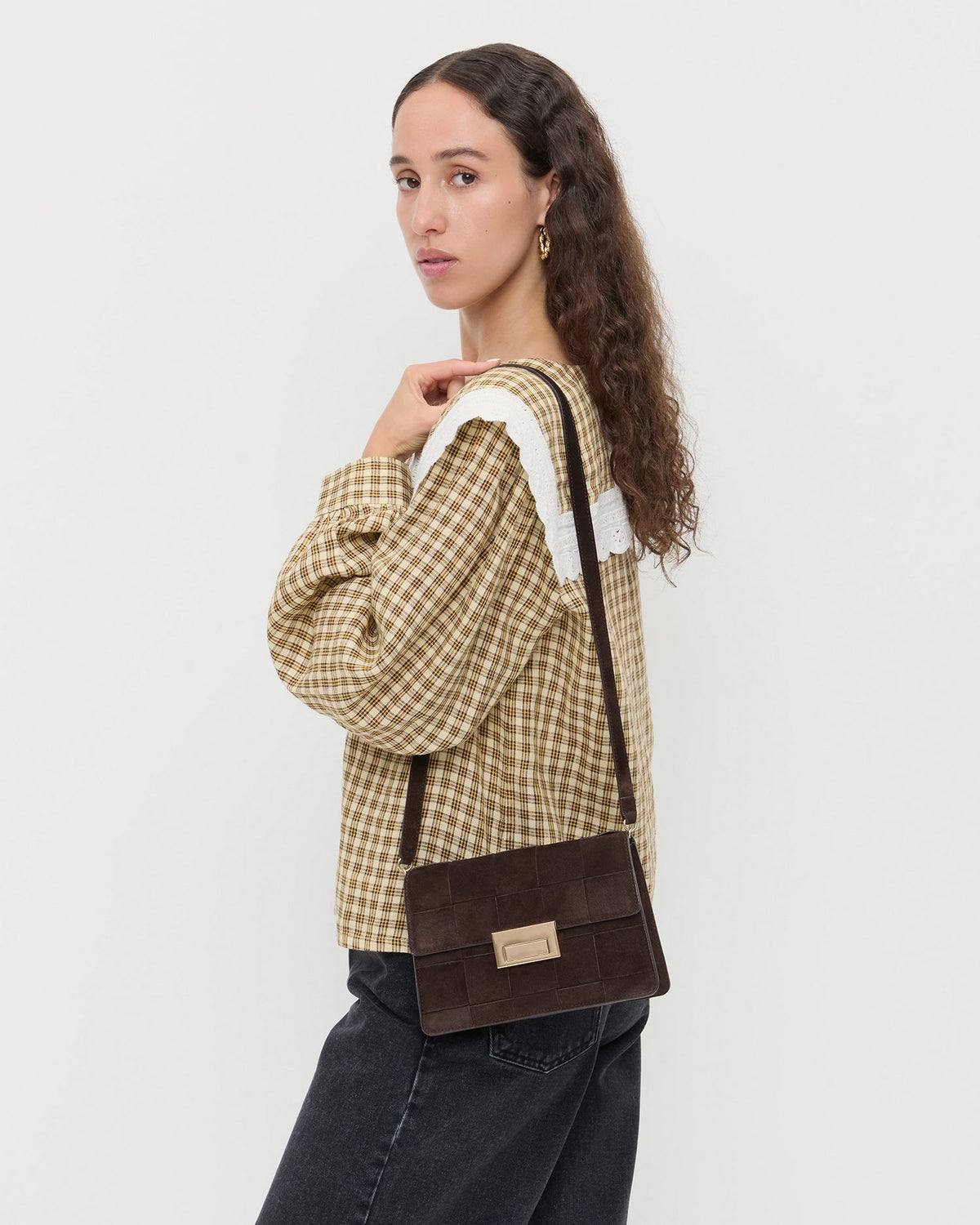 Delphine Brown Suede Shoulder Bag - Loeffler Randall Classic