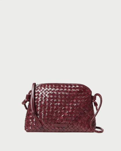 Mallory Maroon Woven Leather Crossbody - Loeffler Randall New