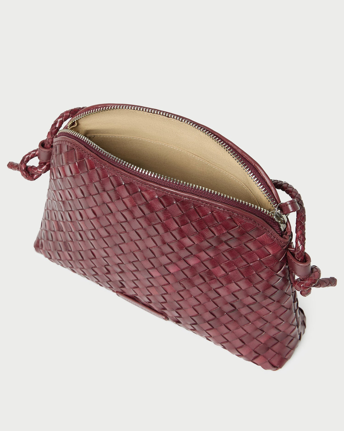 Mallory Maroon Woven Leather Crossbody - Loeffler Randall New
