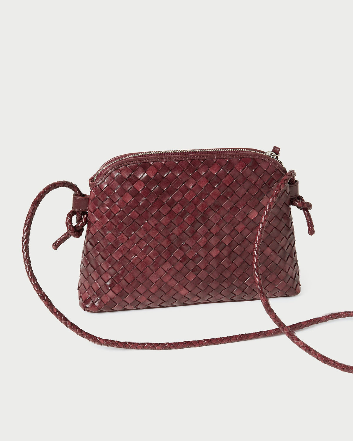 Mallory Maroon Woven Leather Crossbody - Loeffler Randall New