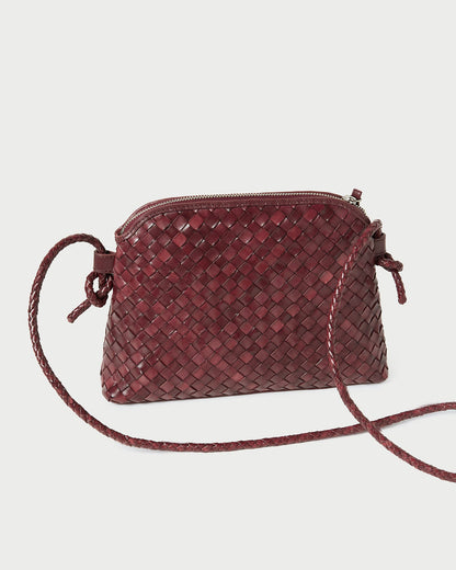 Mallory Maroon Woven Leather Crossbody - Loeffler Randall New