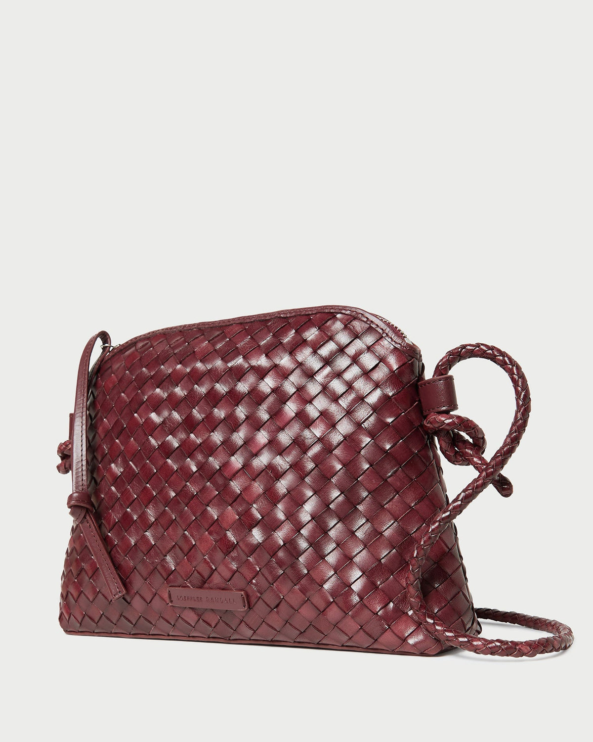 Mallory Maroon Woven Leather Crossbody - Loeffler Randall New