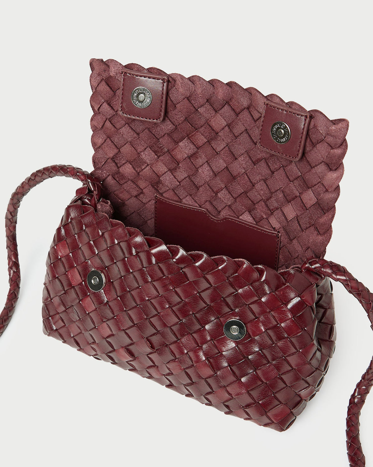 Vinnie Maroon Woven Leather Crossbody - Loeffler Randall Signature