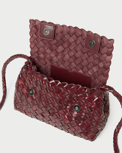 Vinnie Maroon Woven Leather Crossbody - Loeffler Randall Signature