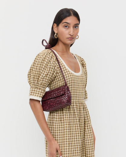 Vinnie Maroon Woven Leather Crossbody - Loeffler Randall Signature