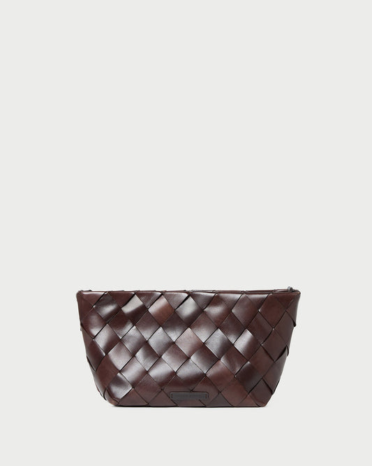 Melina Chocolate Woven Leather Clutch - Loeffler Randall Popular