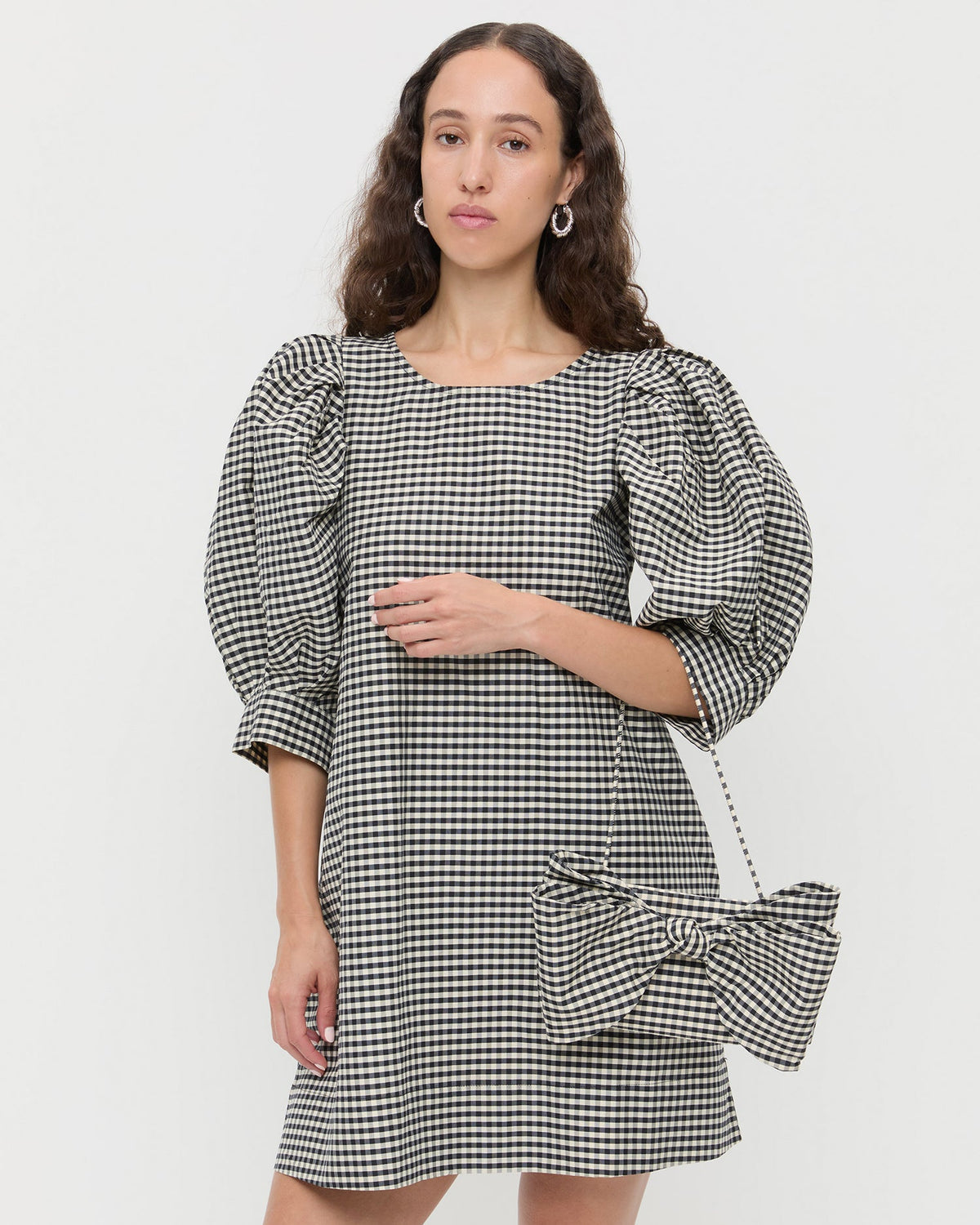Valerie Black/White Gingham Bow Bag - Loeffler Randall Classic
