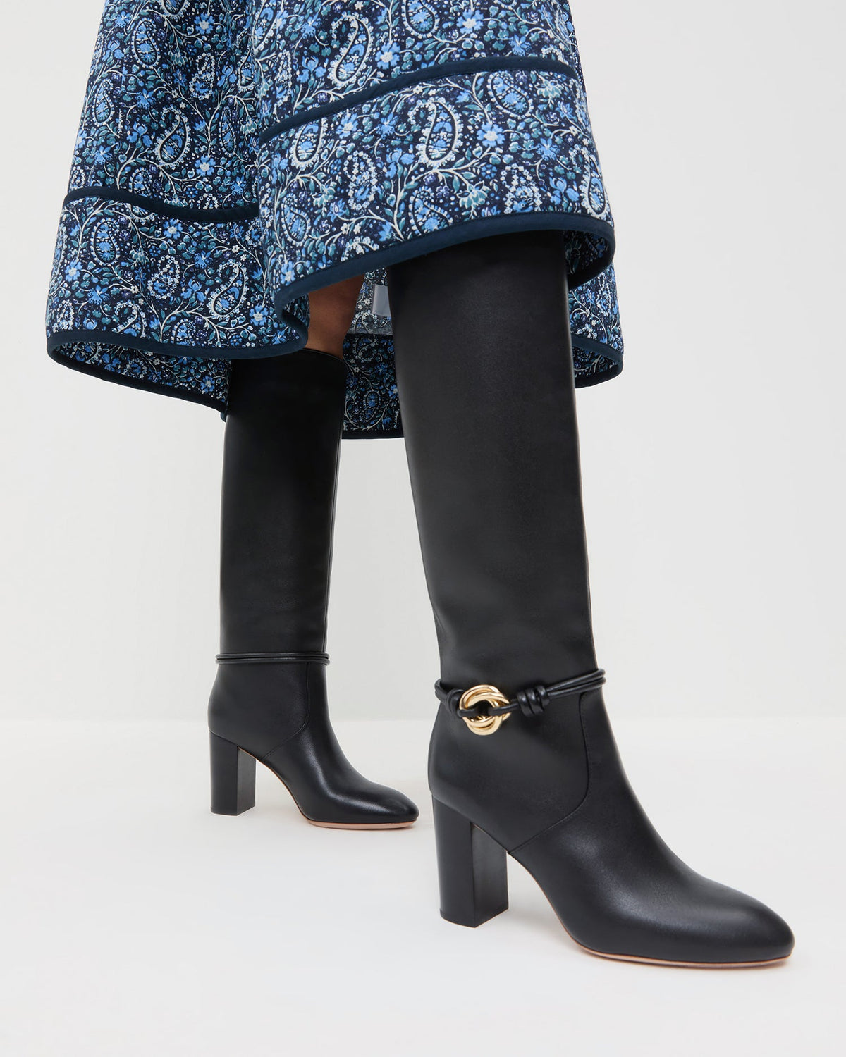 Goldy Black/Gold Leather Tall Boot - Loeffler Randall Everyday