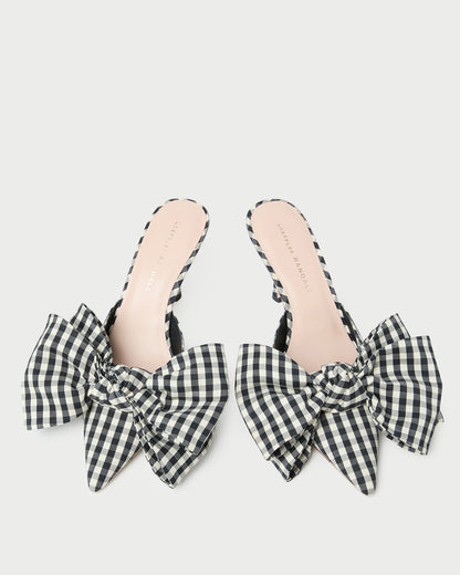 Margot Black/White Gingham Bow Mule - Loeffler Randall Sale