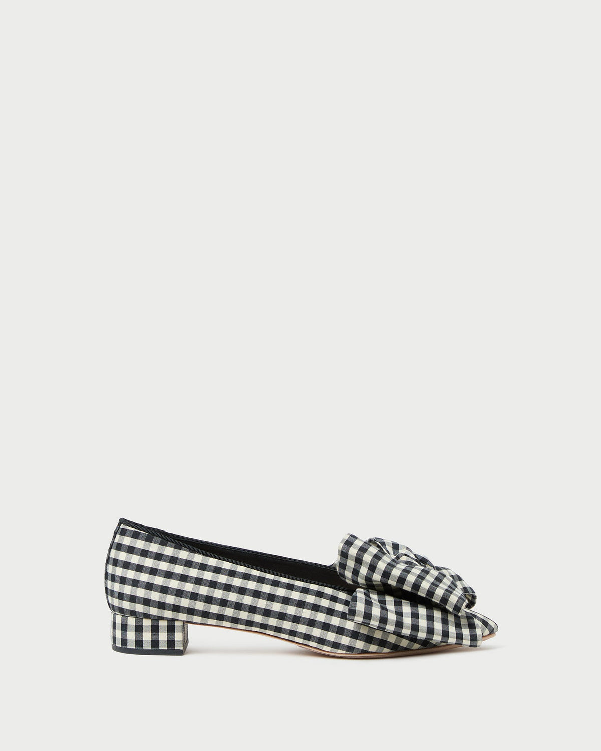 Noa Black/White Gingham Bow Flat - Loeffler Randall Essential