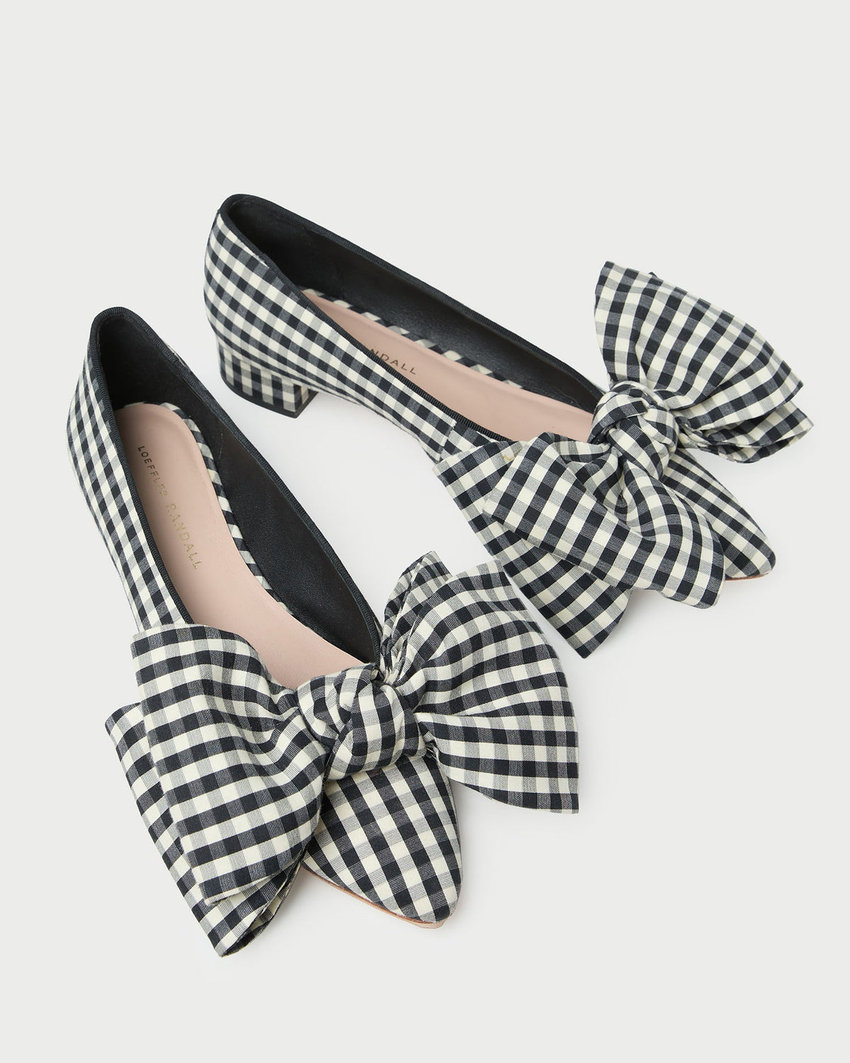 Noa Black/White Gingham Bow Flat - Loeffler Randall Essential
