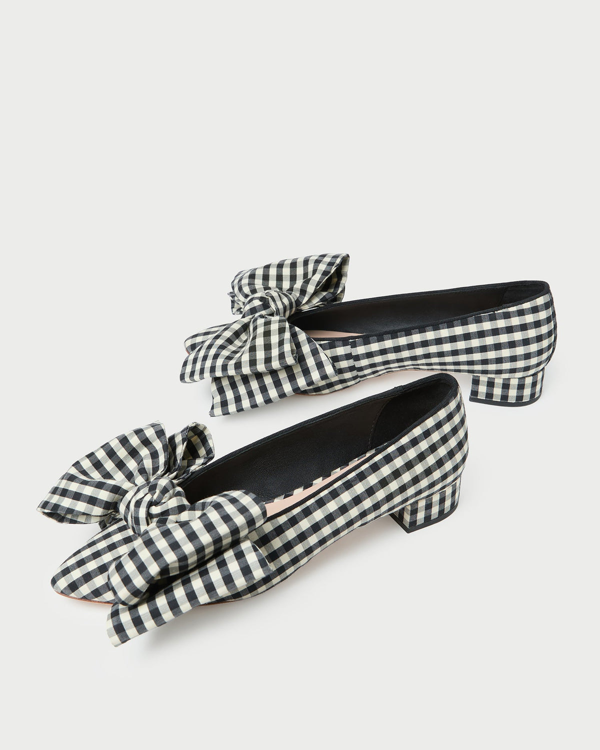 Noa Black/White Gingham Bow Flat - Loeffler Randall Essential