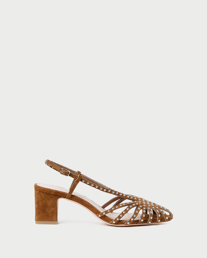 Priscilla Cacao/Silver Suede Heeled Sandal - Loeffler Randall Best Seller