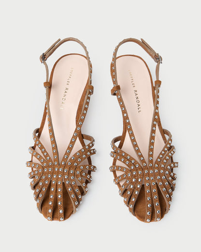 Priscilla Cacao/Silver Suede Heeled Sandal - Loeffler Randall Best Seller