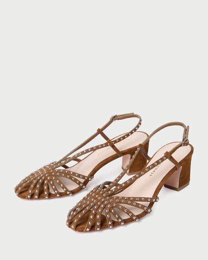 Priscilla Cacao/Silver Suede Heeled Sandal - Loeffler Randall Best Seller