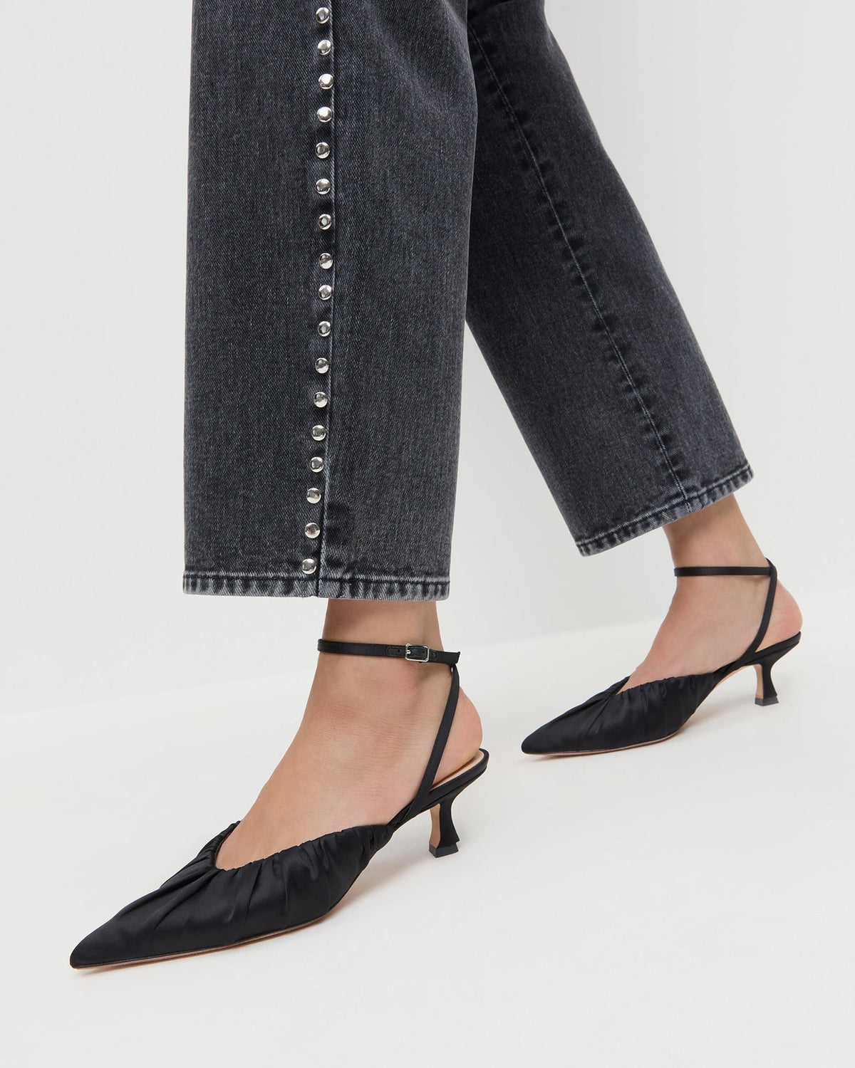 Rio Black Satin Kitten Heel - Loeffler Randall New
