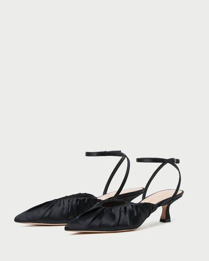 Rio Black Satin Kitten Heel - Loeffler Randall New