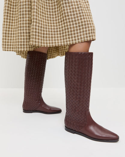 Tilly Espresso Woven Leather Boot - Loeffler Randall Value