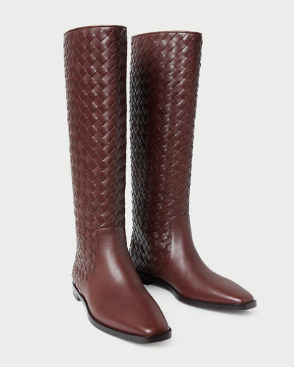 Tilly Espresso Woven Leather Boot - Loeffler Randall Value