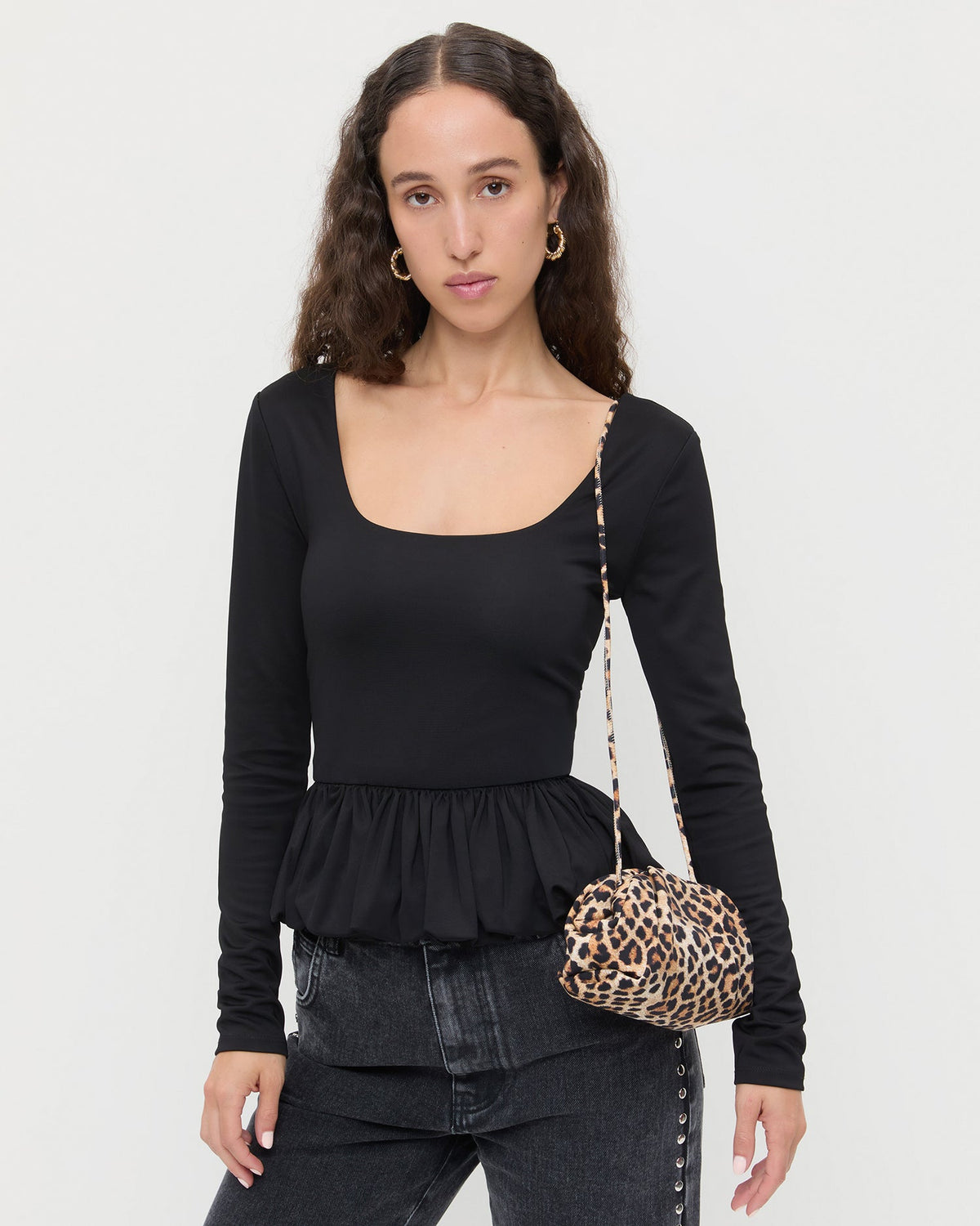 Bailey Leopard Jersey Dome Clutch - Loeffler Randall Premium