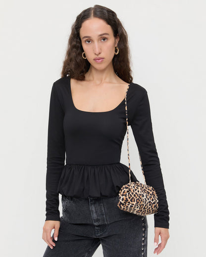 Bailey Leopard Jersey Dome Clutch - Loeffler Randall Premium