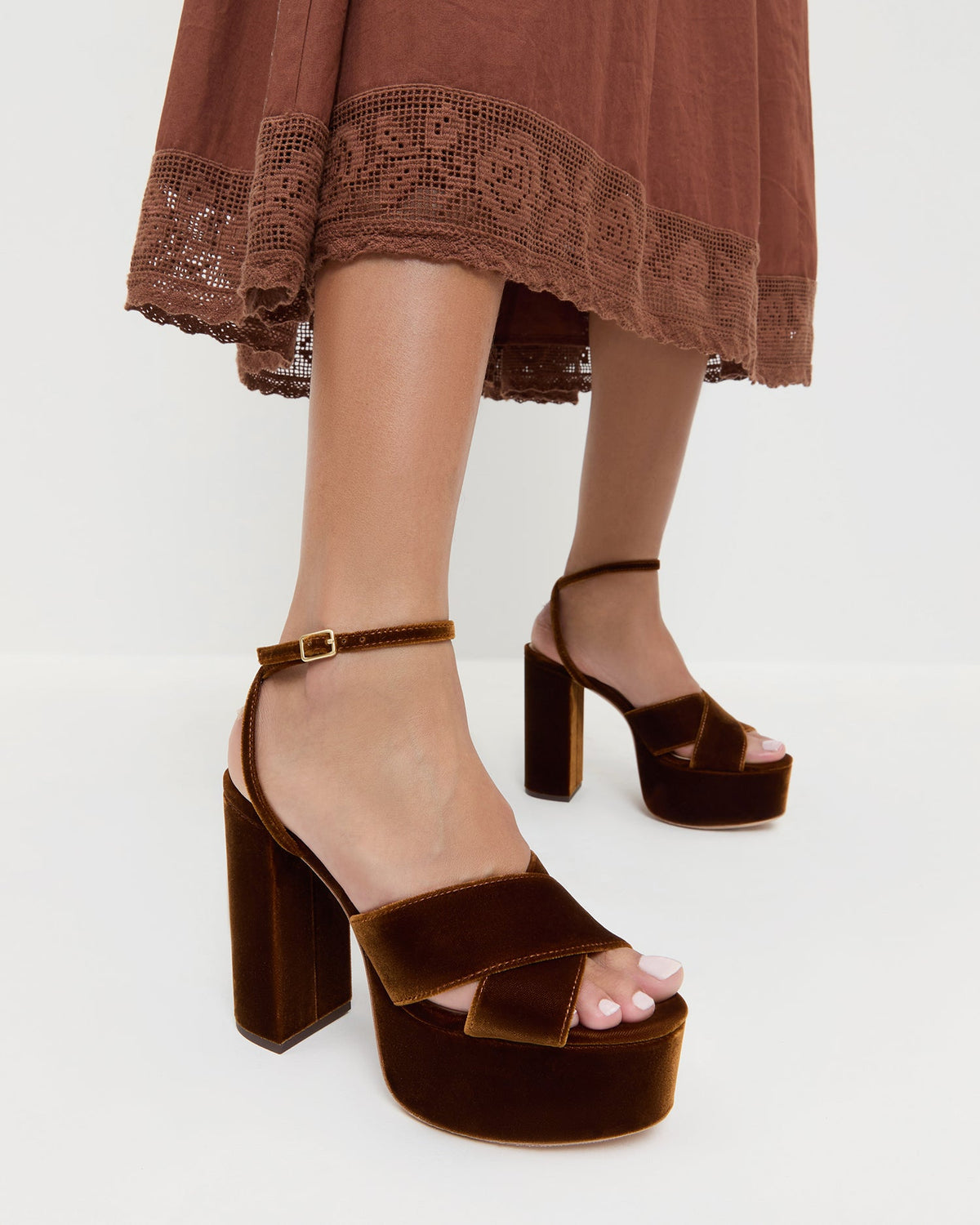 Loretta Brown Velvet Platform Sandal - Loeffler Randall Premium